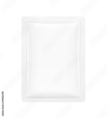High realistic sachet mockup. Vector illustration isolated on white background. Packaging for cosmetic, food, pet. Ready for your design. EPS10.	