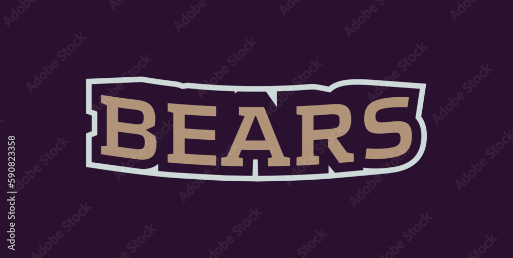 Bold sports font for bear mascot logo. Text style lettering for esport, bear mascot logo, sport team, college club. Vector illustration isolated on background