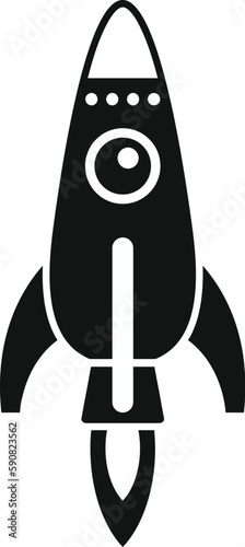 Ship fly icon simple vector. Space rocket. Sky smoke