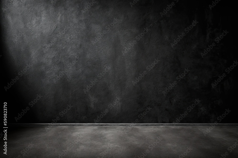 an Empty Dark Room with a Minimalist Concrete Floor. Generative AI an Empty Dark Room with a Minimalist Concrete Floor. Generative AI
