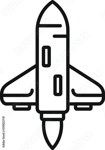 Rocket launch icon outline vector. Start ship. Future sky