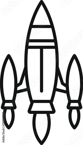 Rocket space icon outline vector. Fire start. Future smoke