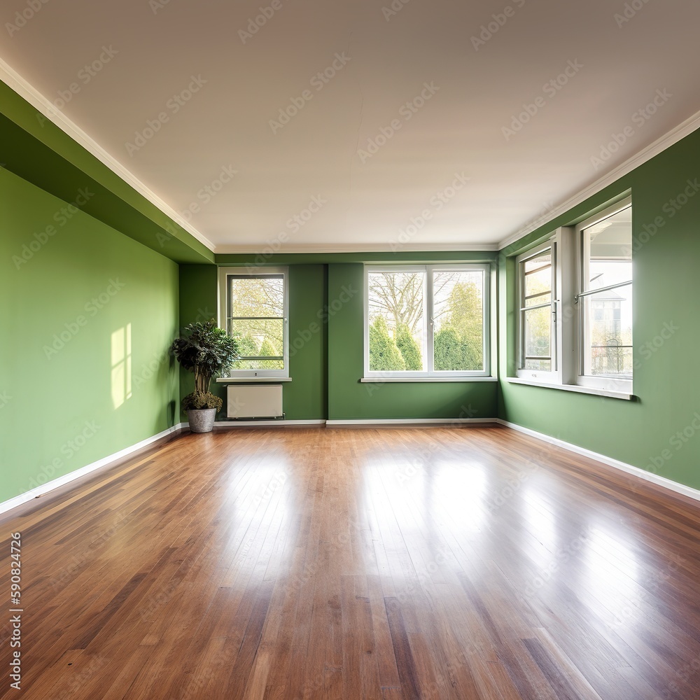 empty room with window and wall. generative ai empty room with window and wall. generative ai