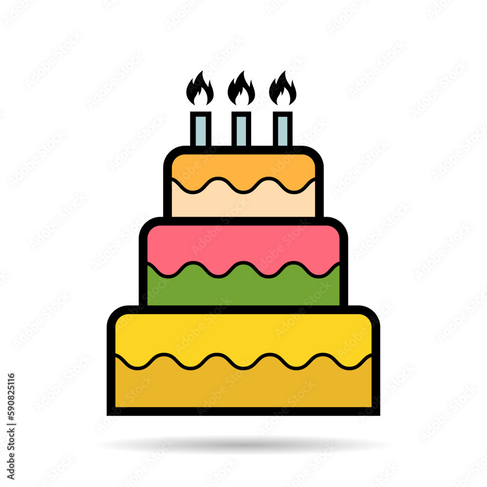 Sweet cake icon shadow, bakery dessert food symbol, happy birthday day graphic vector illustration Sweet cake icon shadow, bakery dessert food symbol, happy birthday day graphic vector illustration