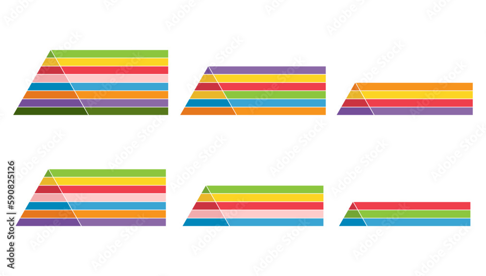 Set of Pyramid infographic chart layout, info modern concept step presentation, brochure vector illustration Set of Pyramid infographic chart layout, info modern concept step presentation, brochure vector illustration