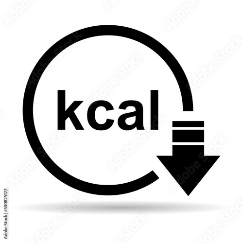 Calories healthy diet icon shadow, nutrition food low sign, kcal zero web vector illustration