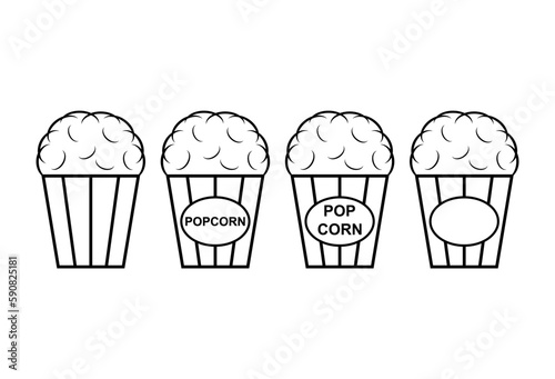 Set of Popcorn food design icon, web box snack flat vector illustration element