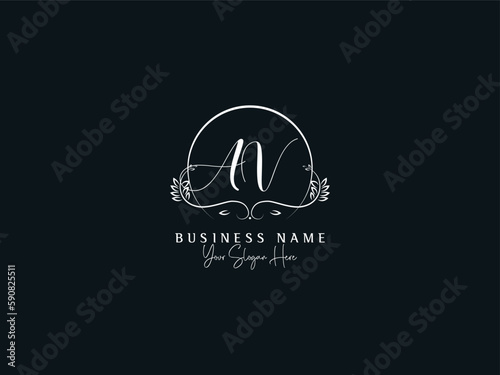 Floral Botanical AV va Logo Letter, Minimal Aa Feminine Logo Icon Vector Template For Business