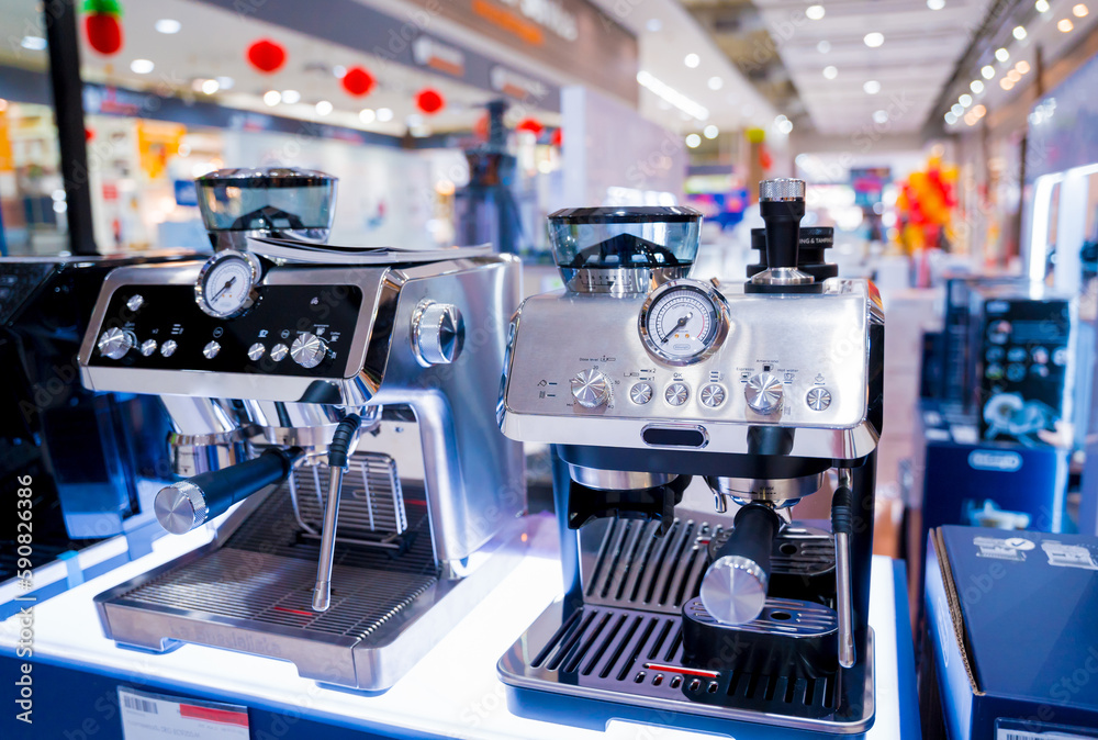 Coffee machine in the showroom of a large store Coffee machine in the showroom of a large store
