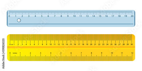 Ruler inches and cm scale isolated on white background