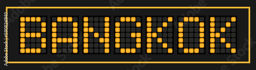 Orange color led banner in word bangkok on black background