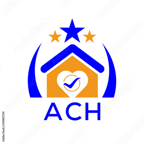 ACH House logo. KJG Letter logo and icon. Blue vector image on white background. KJG house Monogram home logo picture design and best business icon. 
