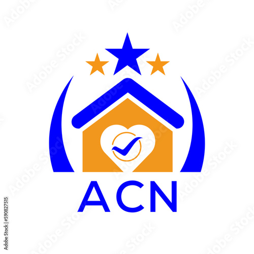 ACN House logo. KJG Letter logo and icon. Blue vector image on white background. KJG house Monogram home logo picture design and best business icon. 
