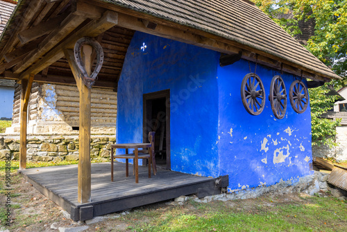 Old wooden village house, Hervartov near Bardejov, Slovakia photo