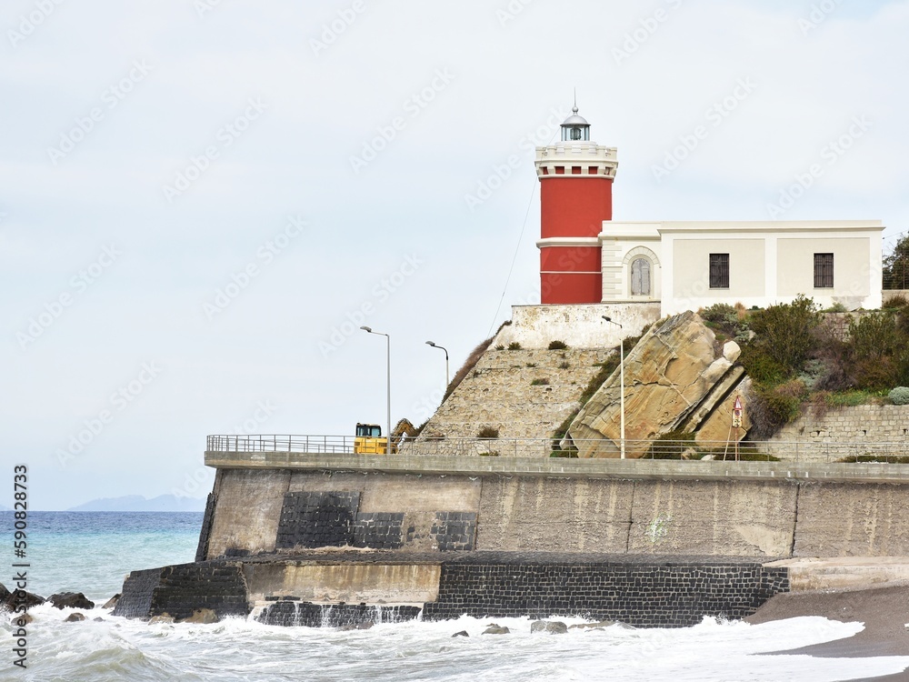 Lighthouse  in Capo d Orlando on island Sicily,Italy