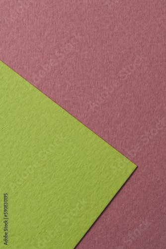 Rough kraft paper background, paper texture burgundy green colors. Mockup with copy space for text