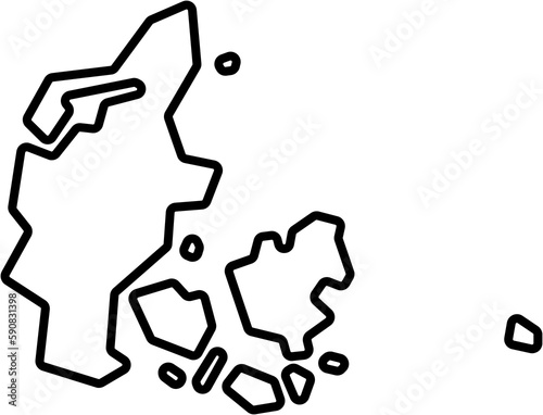 doodle freehand drawing of denmark map.