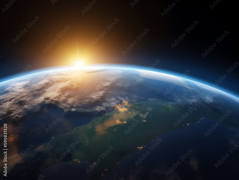 Sunrise over the planet Earth.