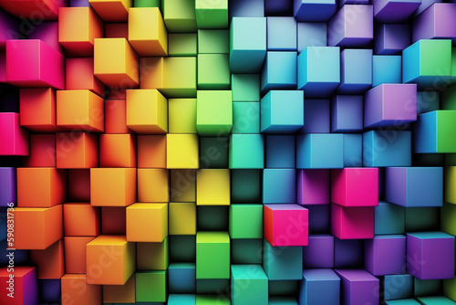 Abstract background of cube blocks wall stacking design for cubic wallpaper background . Admirable Generative AI image .