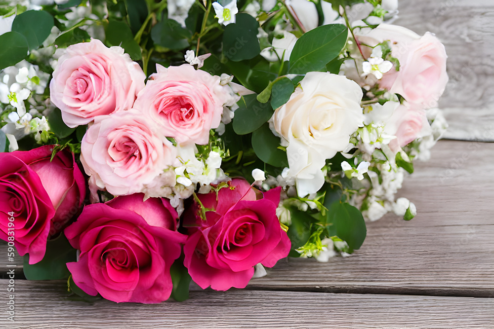 beautiful bouquet of red and pink roses, mother's day, wedding, floral decoration beautiful bouquet of red and pink roses, mother's day, wedding, floral decoration