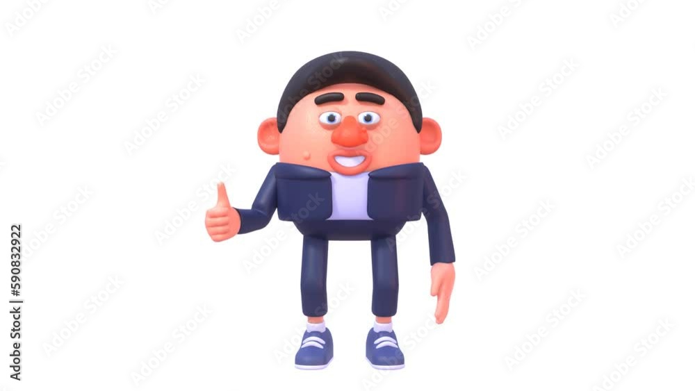 3d animation of funny man showing thumbs up gesture 3d animation of funny man showing thumbs up gesture