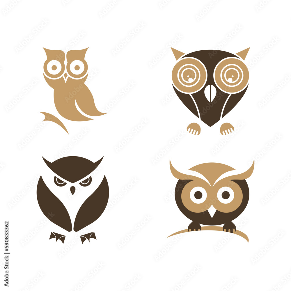 Owl logo icon design animal and simple business
