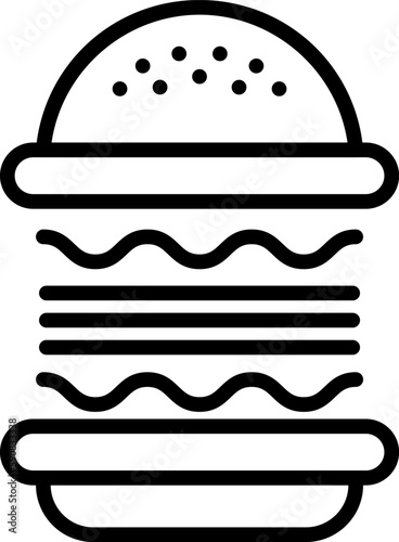 Burger line icon. Hamburger logo. Fast food outline emblem.