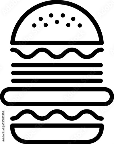 Burger line icon. Hamburger logo. Fast food outline emblem.