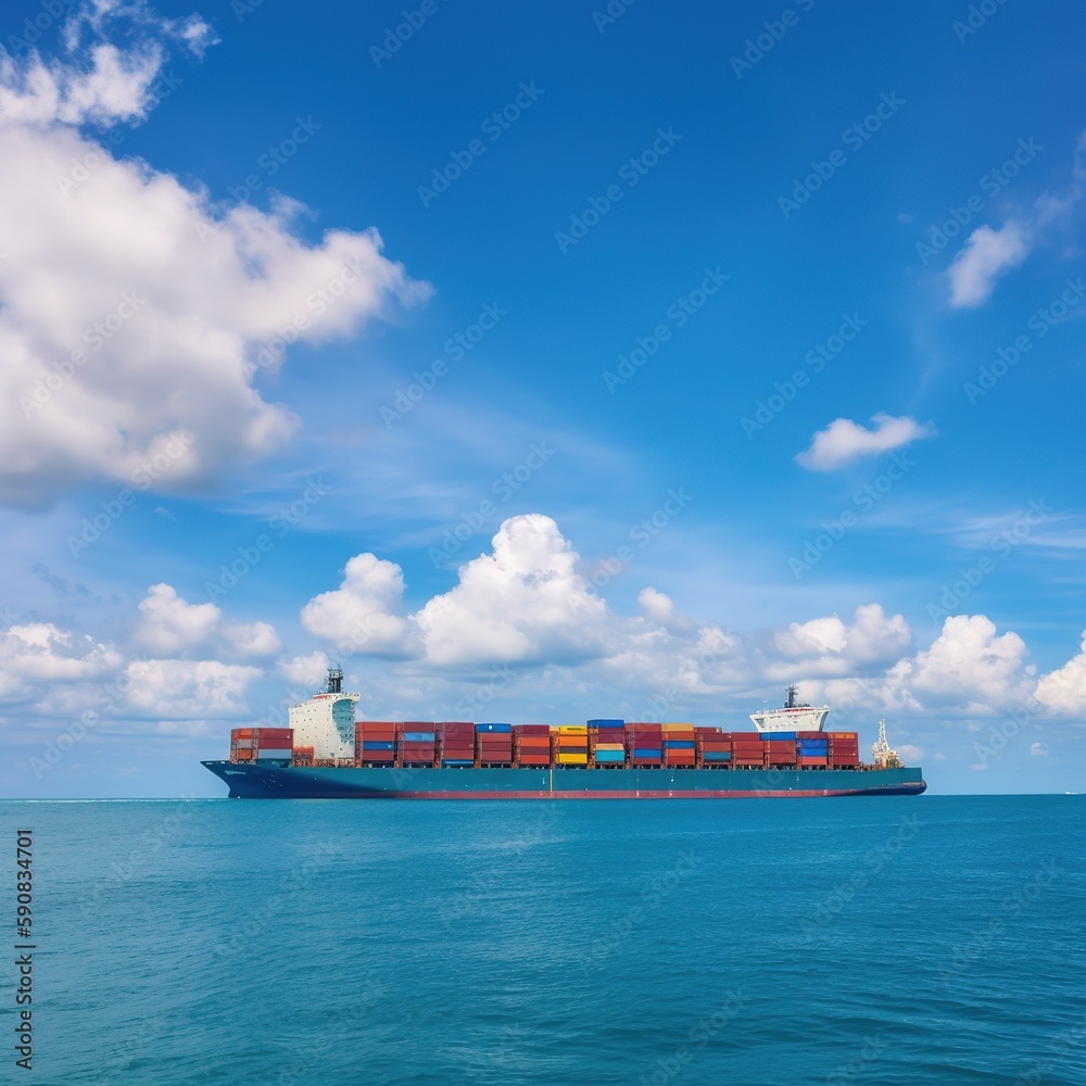 Fototapeta premium container cargo freight ship. generative ai