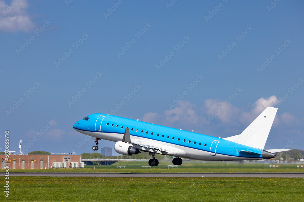 Passenger plane taking off from the runway, Schiphol, Amsterdam, The Netherlands Passenger plane taking off from the runway, Schiphol, Amsterdam, The Netherlands