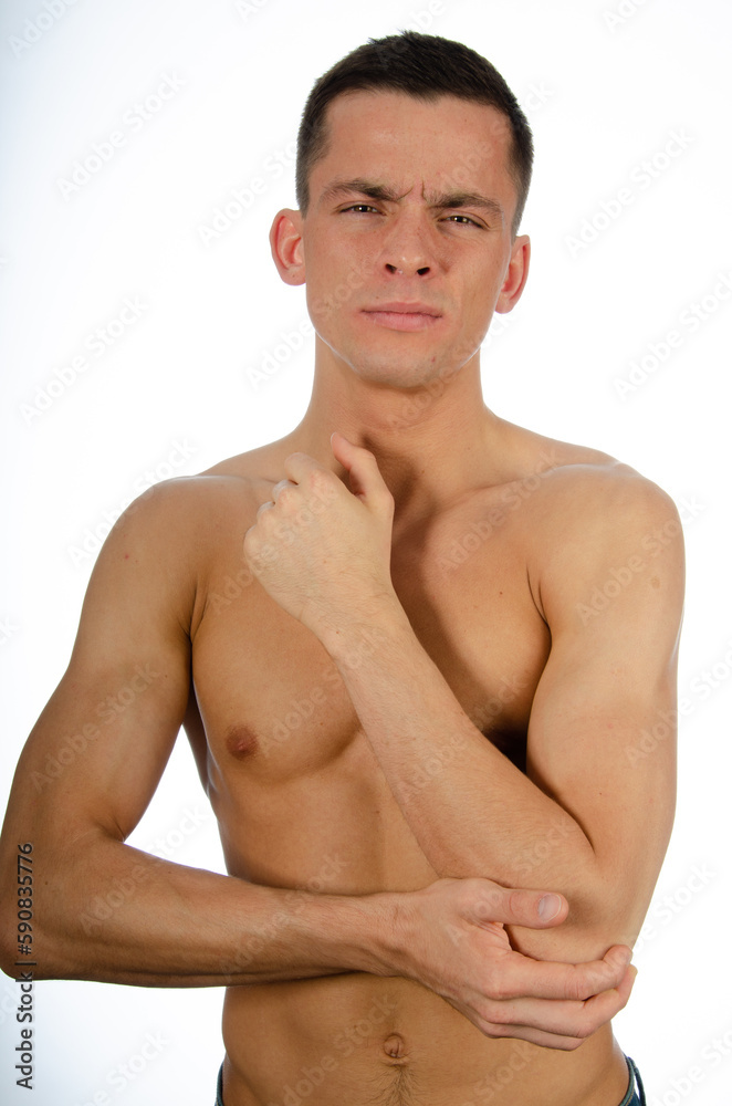 Pain. Young attractive man and health problems. Pain. Young attractive man and health problems.