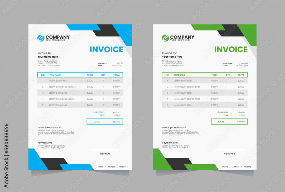 Obraz premium Modern invoice vector template