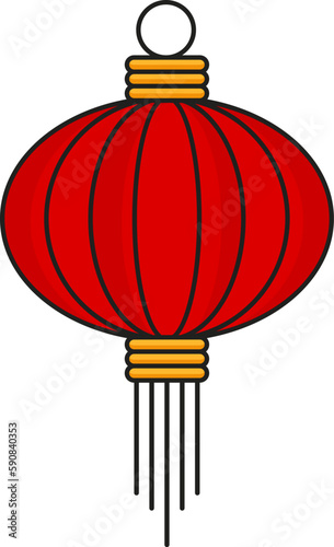 Chinese red lantern. Hanging paper lamps. Chinese New Year. Asian traditions. Flat vector illustration.