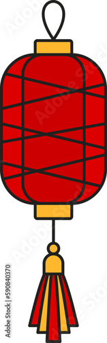 Chinese red lantern. Hanging paper lamps. Chinese New Year. Asian traditions. Flat vector illustration.