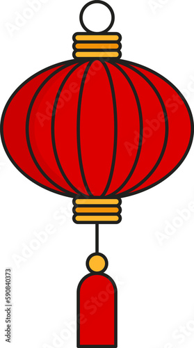 Chinese red lantern. Hanging paper lamps. Chinese New Year. Asian traditions. Flat vector illustration.