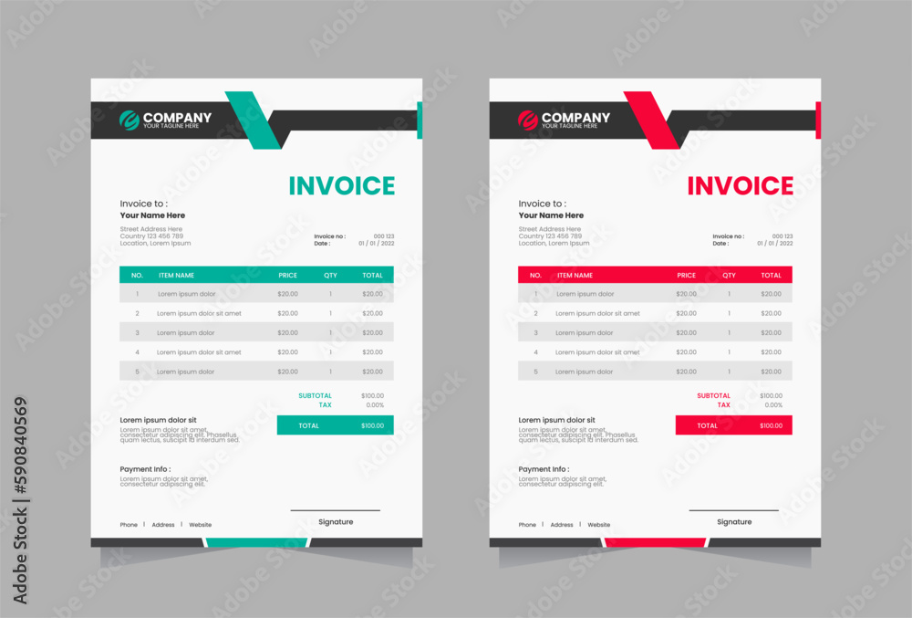 Modern invoice vector template Modern invoice vector template