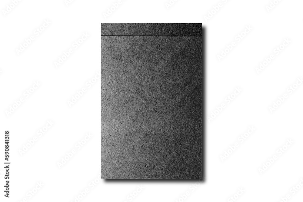 Black notepad mockup isolated on white background. 3d rendering. Black notepad mockup isolated on white background. 3d rendering.