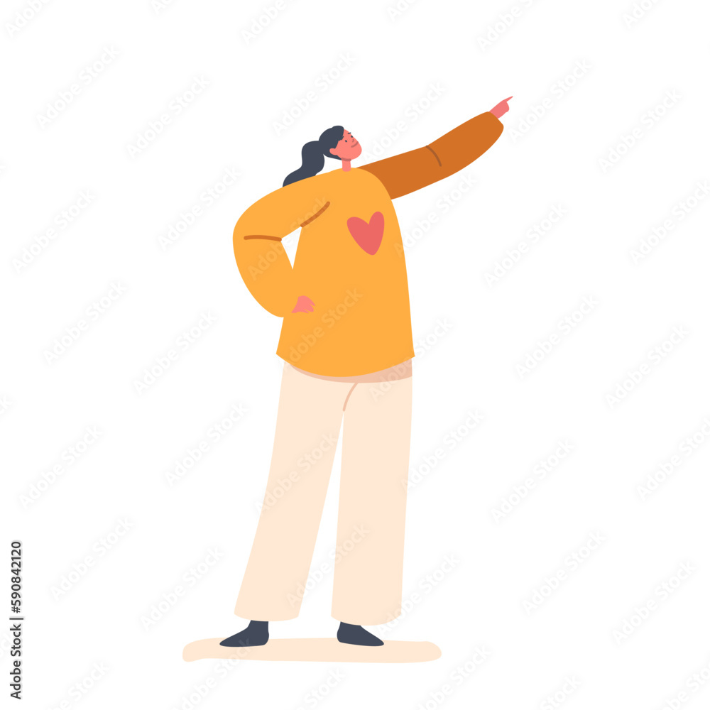 Little Girl Point Gesture. Child Pointing With Finger, Suggesting Direction Or Indicating An Object Vector Illustration Little Girl Point Gesture. Child Pointing With Finger, Suggesting Direction Or Indicating An Object Vector Illustration
