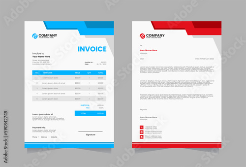 Letterhead and invoice vector template
