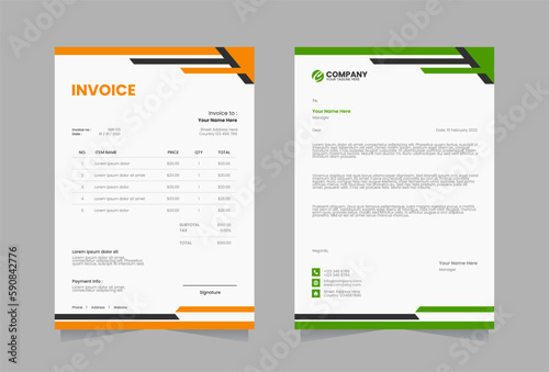 Letterhead and invoice vector template