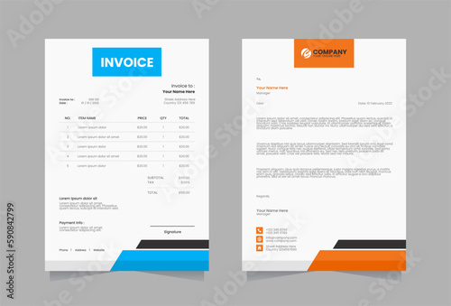 Letterhead and invoice vector template