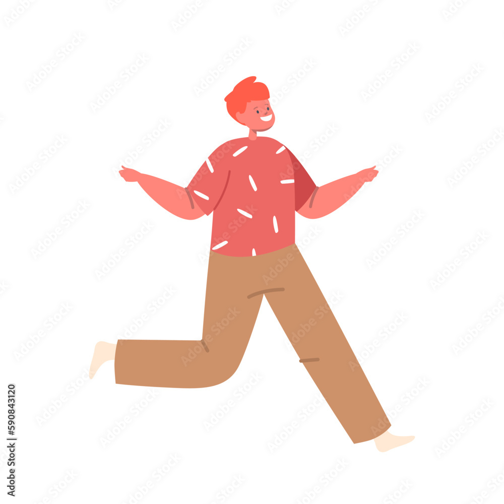 Little Boy Playing And Jumping Isolated On White Background. School Child Celebrate Party, Meeting Summer Vacation Little Boy Playing And Jumping Isolated On White Background. School Child Celebrate Party, Meeting Summer Vacation