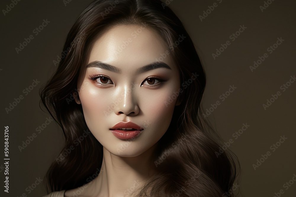 Young Asian female with a confident gaze and radiant smile (Ai generated) Young Asian female with a confident gaze and radiant smile (Ai generated)