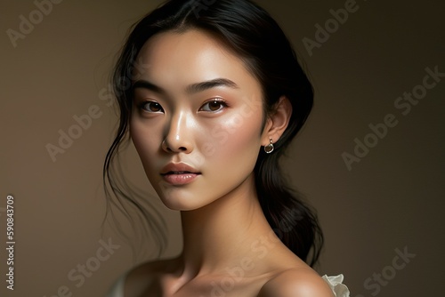 Model, Asian female with a confident (Ai generated)