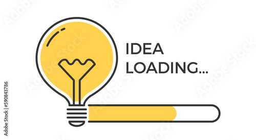 Idea loading concept with lightbulb line icon, vector eps10 illustration