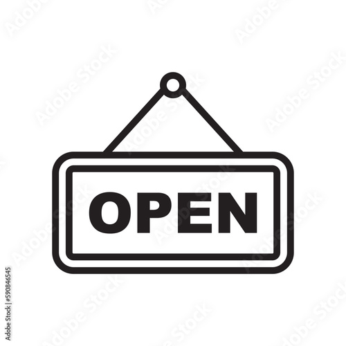 Open vector icon. Open flat sign design. Open signboard symbol pictogram. Illustration of nameplate icon. UX UI icon	
