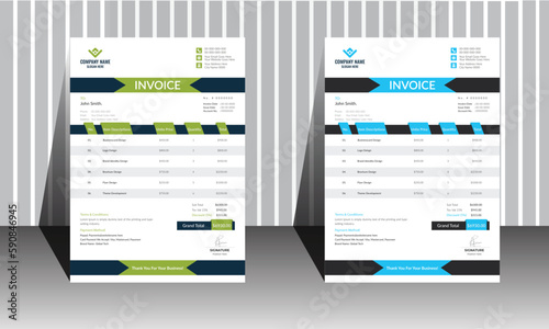 Simple Corporate Business Invoice design template vector illustration bill form price invoice. Creative invoice template vector. business stationery design payment agreement design template