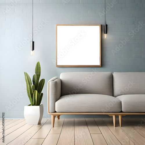 modern living room with mockup frame