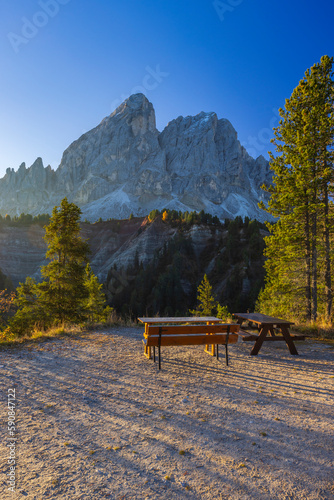 Peitlerkofel Mountain, Dolomiti near San Martin De Tor, South Tyrol, Italy photo