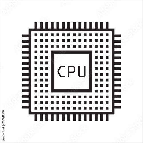 Processor vector icon. CPU microprocessor flat sign. Computer chip symbol. Micro chip flat pictogram. UX UI icon